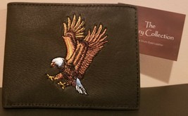 Embroidered Genuine Leather Bifold Men&#39;s Wallet Billfold  - $8.99