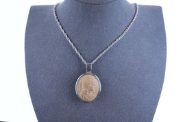 Antique Lava cameo of Greek dess Athena/Minerva Sterling pendant/necklace - £112.92 GBP