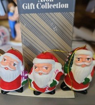 3 Vintage Avon Porclain 2&quot; Santa&#39;s Christmas Trio Ornaments Mint Conditi... - $185.34 MXN