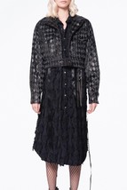 Videmus Omnia Checkmate Textured Vegan Leather Cropped Jacket Black - $809.68 CAD