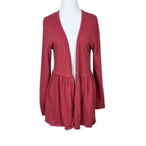 T.La Anthropologie Cardigan Womens Medium Pink Knit Open Pleated Ruffle Sweater - £24.03 GBP