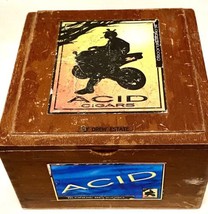 Vintage 1990&#39;s Acid Mortised Corner 4x7 Wood Cigar Box Distressed SEE PHOTOS - £9.56 GBP