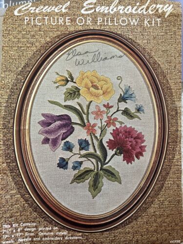 Vintage Elsa Williams Floral Crewel Embroidery Picture Or Pillow Kit #KC730 - $43.00