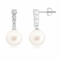 Authenticity Guarantee 
ANGARA Freshwater Pearl Earrings with Graduated Diamo... - £475.19 GBP