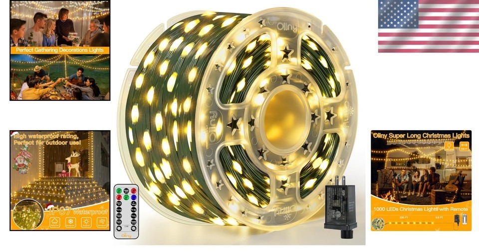 Outdoor & Indoor 1000 LED Christmas String Lights with Remote - 330 FT Warm Glow Item image 2