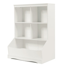 3-Tier Children&#39;s Multi-Functional Bookcase Toy Storage Bin Floor Cabinet White - £124.11 GBP
