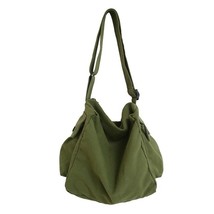 Teenager Casual Canvas Big Size Slouchy Side Bag with Zipper Pockets Female Coll - £63.61 GBP