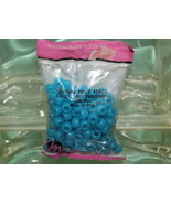 PONY BEADS MADE IN U.S.A. 6X9MM 150 PIECES PLASTIC OPAQUE TURQUOISE - £1.58 GBP