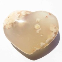 Heart Polished Small Coral Flower Agate  HR81 - £9.31 GBP