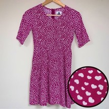 Heart Pattern Fuchsia Pink Flowy Fit &amp; Flare Dress Girl’s 10-12 Large Su... - £9.34 GBP