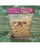 PONY BEADS MADE IN U.S.A. 6X9MM 150 PIECES PLASTIC OPAQUE IVORY - £1.58 GBP