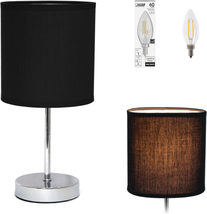 Simple Designs LT2007-BLK-LB Basic Chrome Mini Table Lamp for Living Room, Night - £49.05 GBP
