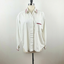 Vtg Pendleton White Shirt Blouse Sophisticates Knockabouts USA Red Trim Sz 16 - £19.67 GBP
