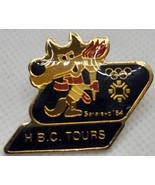 Vintage 1984 Sarajevo Olympics H B C Tours Vucko Mascot Hat Tie Lapel Pin - £4.70 GBP