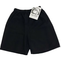 Vintage Boy Shorts Flap Happy Black Cotton Pull On Elastic Waist Classic 80s USA - £11.89 GBP