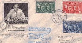 Franklin Delano Roosevelt In Memoriam Philippine  First Air Mail Stamps  - £2.32 GBP