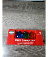 5 Twinkling Transparent Multi Color Indoor Outdoor C7 Replacement Bulbs NEW - $390.33 MXN