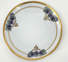 Vintage Thomas Bavaria Hand Painted Violets Plate Gold Trim Artist Signed - $29.69