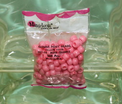PONY BEADS MADE IN U.S.A. 6X9MM 150 PIECES PLASTIC ROSE QUARTZ FASHION C... - £1.56 GBP