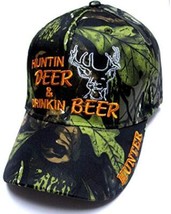 Hunting Deer &amp; Drinking Beer Full Camo Camouflage Hat Cap Hunter Mens Ad... - $9.99
