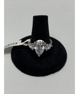 Silver Tone 2kt Simulated Diamond Ring Size 8 Estate Jewelry Find KG - €12,84 EUR