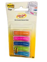 Post-it-“Sign Here”. Flags.(100)Color Code Your Task.0.4x1.7in. ShipN24H... - $8.79