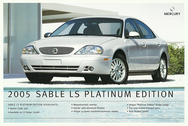 2005 Mercury SABLE LS PLATINUM EDITION sales brochure sheet US 05 - $7.00