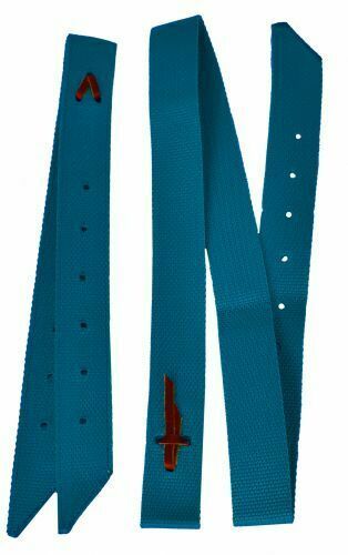 Western Horse Saddle Turquoise Nylon Off Billet + 5' Cinch Tie Strap w/ Holes - $19.90