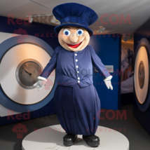 Navy Plate Spinner mascot costume character dressed with a Waistcoat and Caps - £966.14 GBP