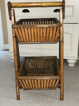 Bamboo  2 Tier  tray Basket Rack/Folding Ladder Stand - £63.94 GBP