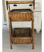 Bamboo  2 Tier  tray Basket Rack/Folding Ladder Stand - $79.99