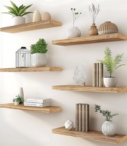 Wood Wall Floating Shelves, Bedroom Wooden Wall Shelves, Six, Inch Light... - $44.95