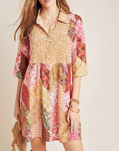 Kachel Anthropologie Womens Benedetta Silk Tunic Dress Patchwork - Size 4 - £130.55 GBP