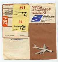 Trans Caribbean Airways Ticket Jacket &amp; Fiestarico Ticket 1964 NY San Juan  - £29.72 GBP