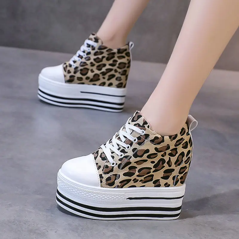 Fujin 12cm Super High heel Female Platform Wee Shoes  Women Casual Sneakers Fema - $108.91