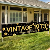 50Th Birthday Banner For Women Vintage 1973 Party Backdrop Decoration Ya... - £14.83 GBP