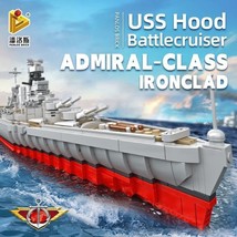 USS Hood Battleship Building Blocks Set MOC Military WW2 Warship Brick Toy Model - £74.52 GBP