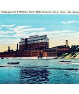 1950s Paper Mill Kennebec River Maine Postcard Waterville Vintage E86RP3 - €17,28 EUR
