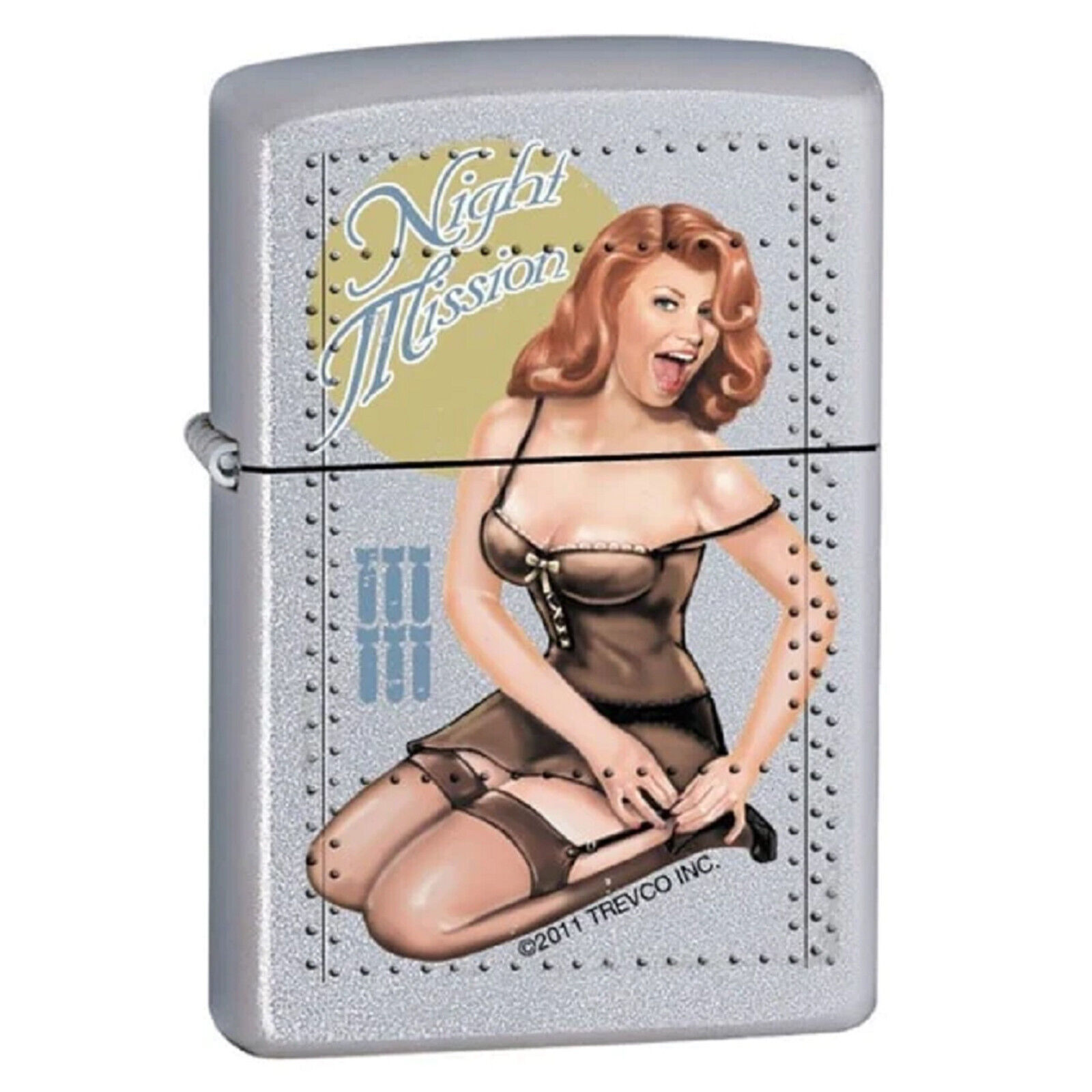 Zippo Lighter - Night Mission Pinup Satin Chrome - ZCI007286 - $28.47