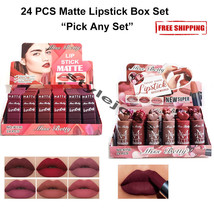 24 PCS Wholesale Bulk Display Velvet Matte Waterproof Matte Lipstick Set - £25.57 GBP