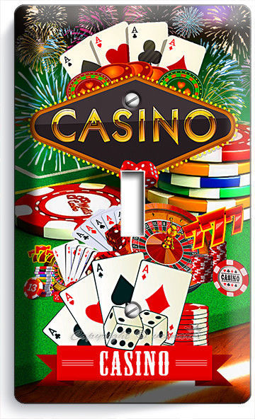 CASINO ROULETTE CRAPS POKER SINGLE LIGHT SWITCH WALL COVER MAN CAVE ROOM DECOR