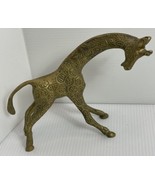 Vintage Solid Brass GIRAFFE Animal Boho Decor SCULPTURE 7&quot; wide x 6&quot; High - £9.58 GBP