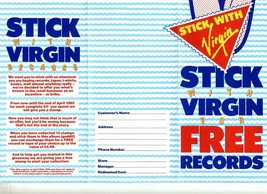 Virgin Record Store Folder and 10 Stickers 1980&#39;s STICK with VIRGIN Free... - £27.31 GBP