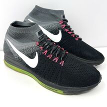 Nike Men’s Zoom All Out Flyknit Sneaker Sz 11 Black White Volt Shoe 8441... - $83.11 CAD