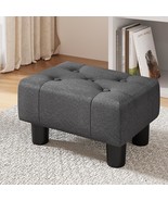 Lue Bona Small Tufted Foot Stool, Fabric Foot Stools Ottoman,, Carbon Grey. - £30.76 GBP