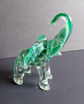 Murano Italy Hand Blown Green Art Glass Elephant Figurine - £57.99 GBP