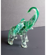 Murano Italy Hand Blown Green Art Glass Elephant Figurine - £59.16 GBP