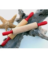 Vintage Toy Kitchen Rolling Pins Red Handled Wood Wooden Child 1950s - £15.99 GBP