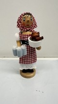 Sigro Collection Wooden German Woman Serving Brew And Bird Handmade Rare - £32.11 GBP