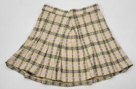 M2) Free People Honey Yellow Multi Plaid Pleated Skater Mini Skirt Size 2 - $39.59